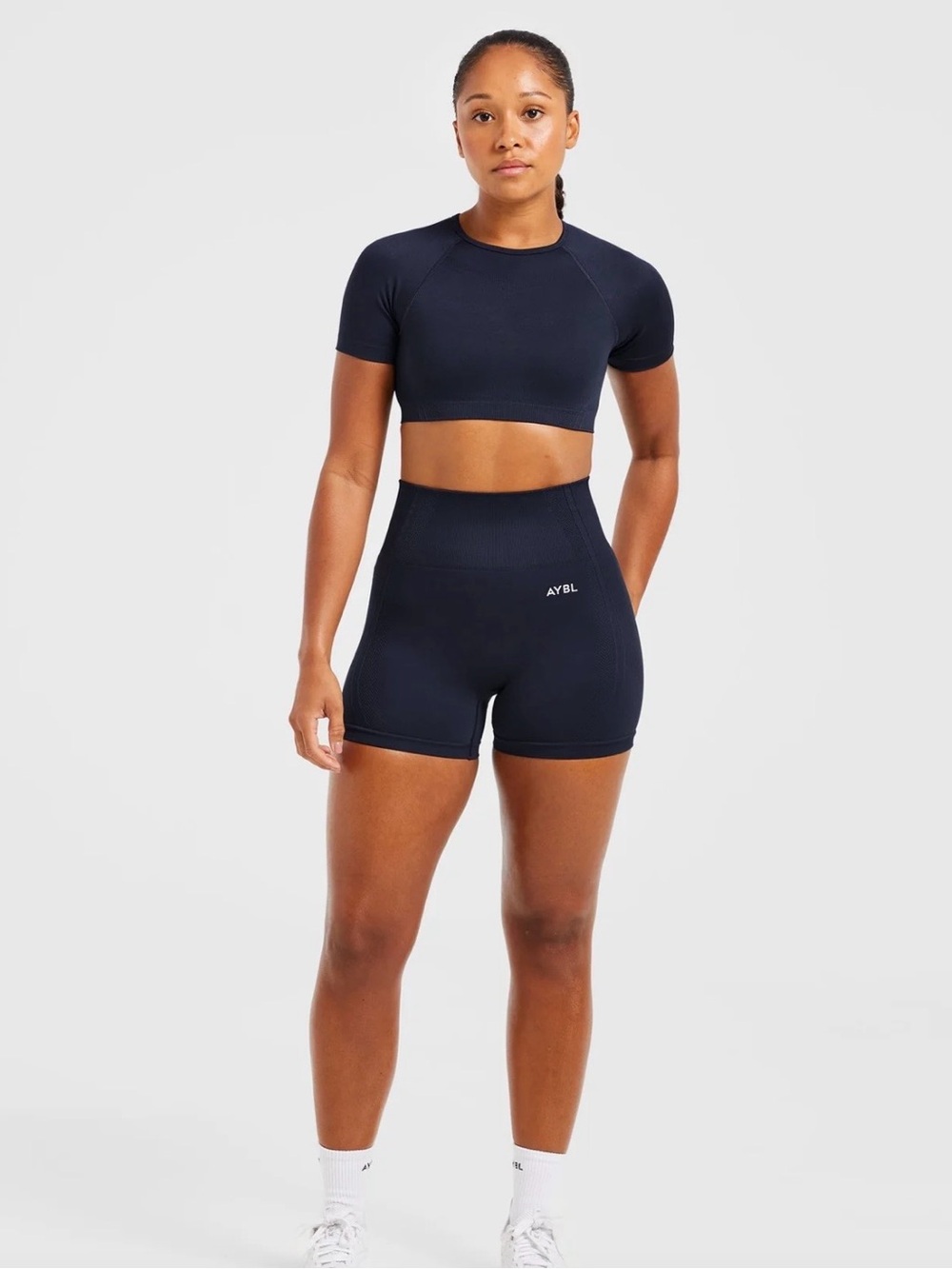 AYBL Women's Balance V2 Seamless Navy Blue Athletic Shorts Size Medium Gym EUC